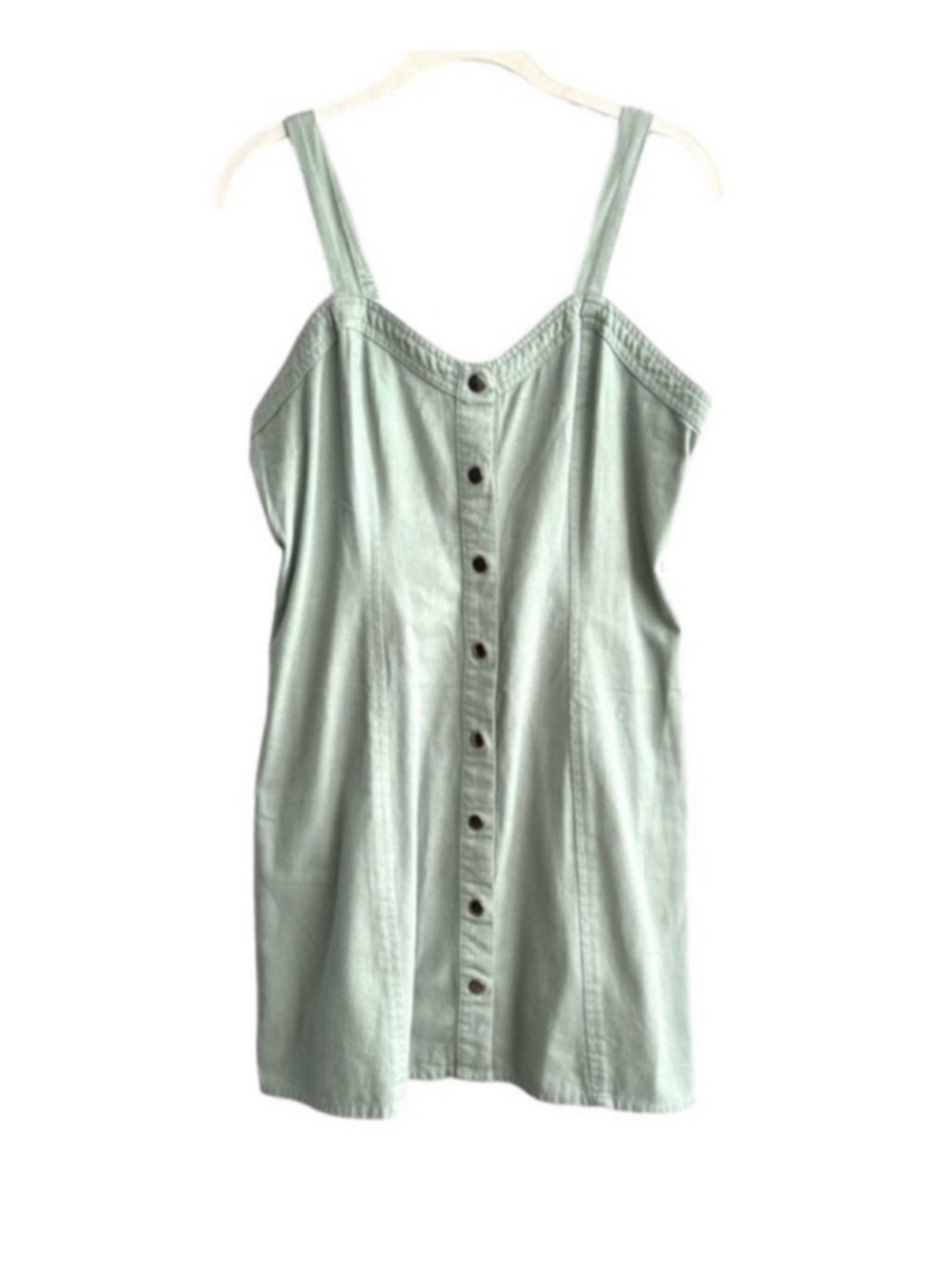 Japna Cotton Sun Dress Snap Front Sweetheart Neckline Sage Green Size L